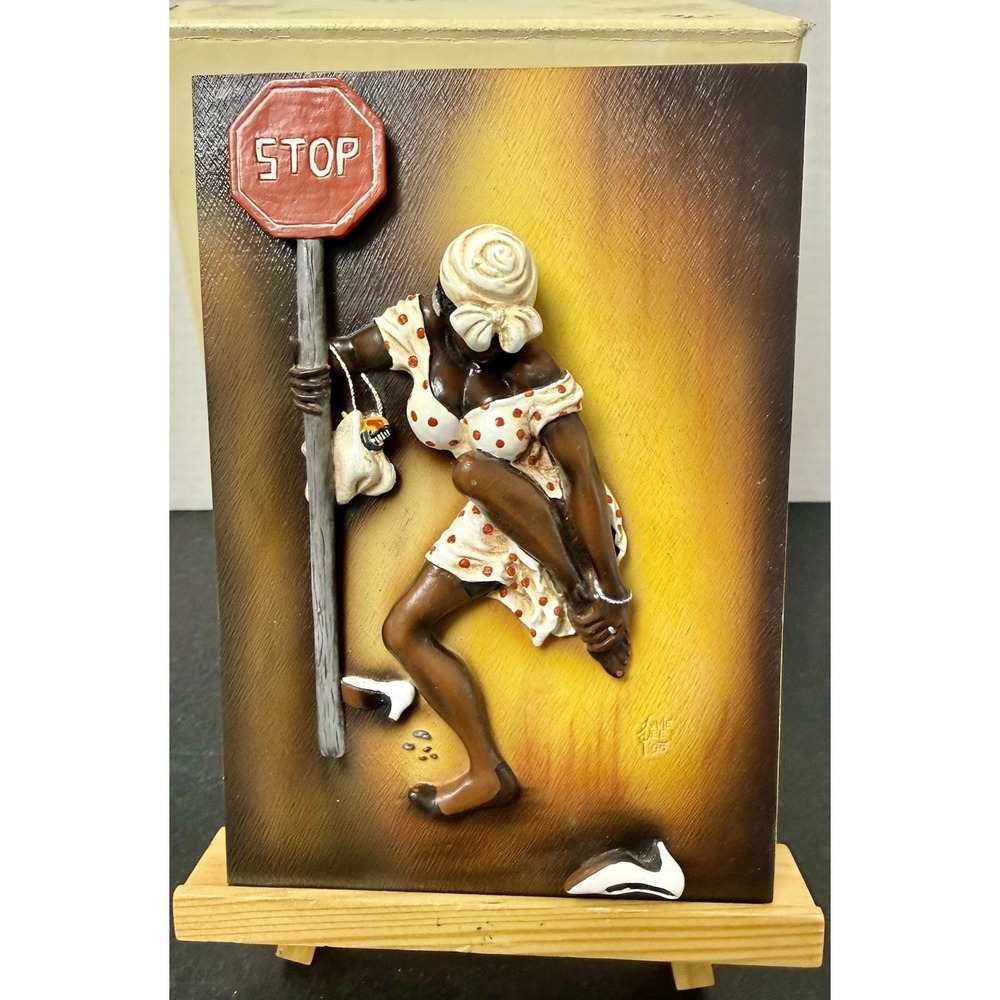 Rare Annie Lee 2003 3D Resin Art Bus Stop Woman 8.5 Narrow Original Box